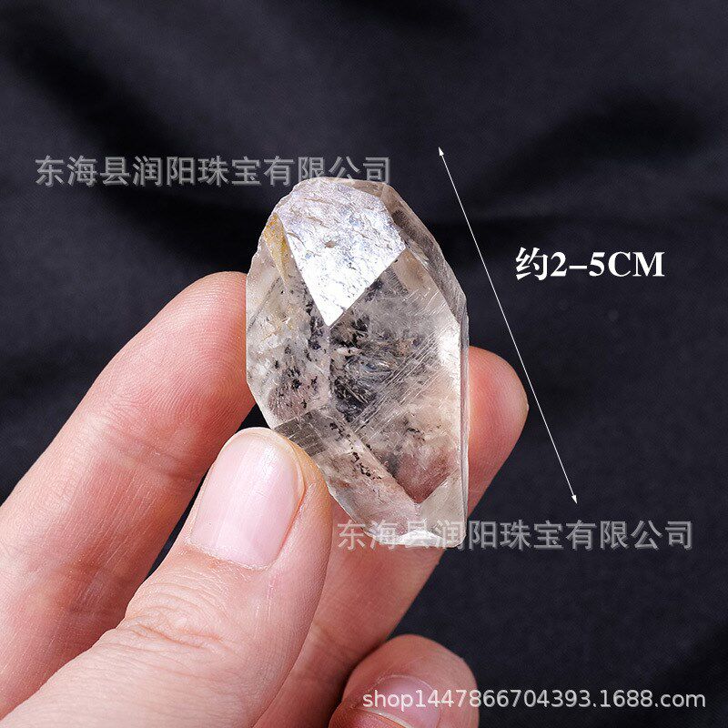 天然云贵双尖黑j白闪灵钻 水晶原石赫尔基蒙黑流沙尖晶石骨干