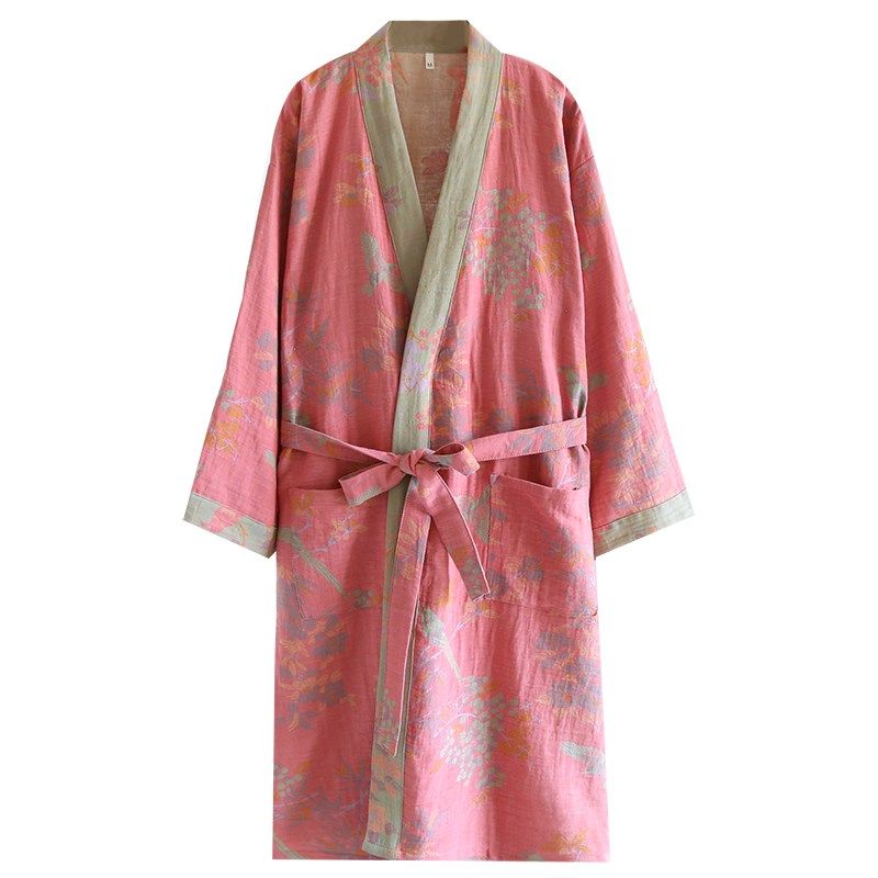 睡袍女双层纱布提花浴袍春秋薄款日系和服睡衣吸水浴衣汗蒸服
