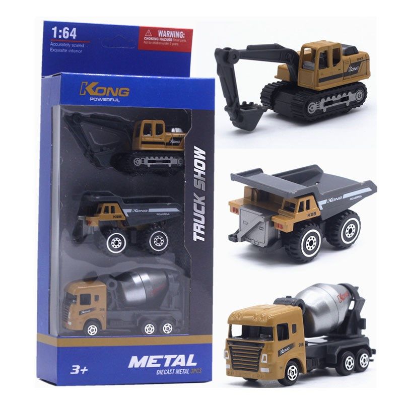 *3pcs/set 1 64 Alloy Engineering Vehicle Excavator Forklift
