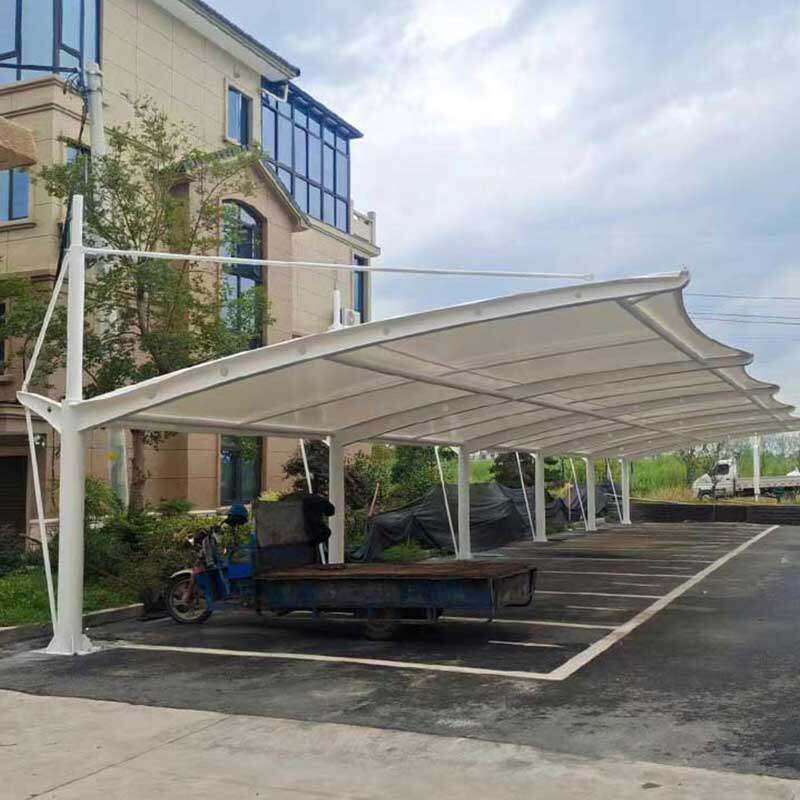 膜结构汽车停车j棚户外设计加工遮阳膜材景观棚钢梁张拉膜电动车