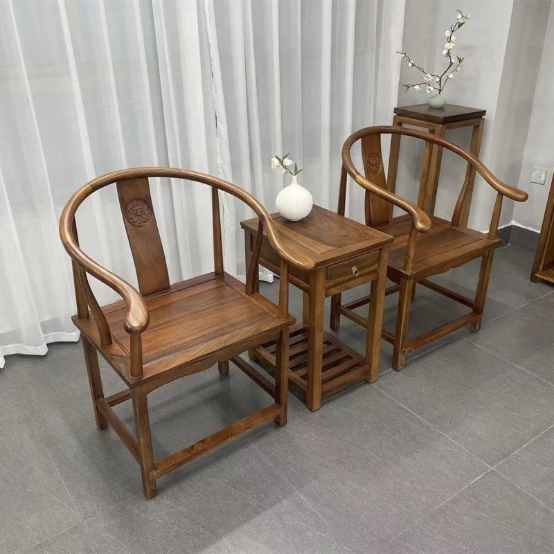 圈椅三件套中式胡桃木圈椅奥坎围椅太师椅官帽椅主人椅实木茶椅,住宅家具,圈椅,淘宝优惠券,粉丝福利购,淘宝优惠卷