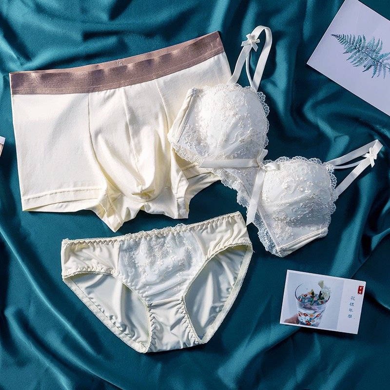 无钢圈新款情侣内衣三件套装一男一女情侣款文胸胸罩情侣内裤,女士内衣/男士内衣/家居服,男平角内裤,淘宝优惠券,粉丝福利购,淘宝优惠卷