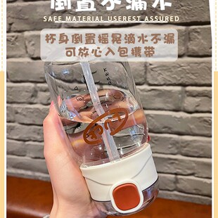 吸管玻璃杯耐高温双层防爆2023新款水杯高颜值女生高级感透明杯子