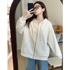 忠犬小八梨形自制糖果色连帽拉链卫衣G女秋季宽松百搭上衣休闲外