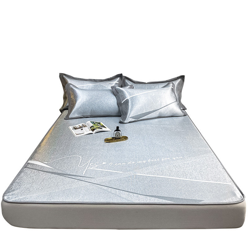 夏季冰丝凉席三件套可水洗冰丝席子床笠款折叠式高档空调软席1.8m,床上用品,冰丝席,淘宝优惠券,粉丝福利购,淘宝优惠卷