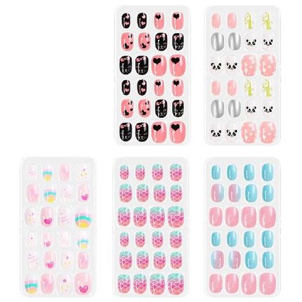 推荐120Pcs Candy Child Nail Tips Kids False Nail Girls Carto