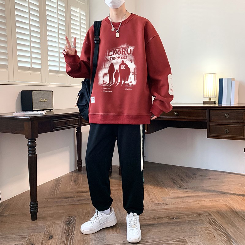 跑步热卖套装青少年潮流春秋款高初中生冬季加绒休闲运动服两件套