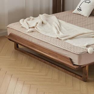 北美黑胡桃木无床头床架榻榻米悬浮家用小户型全实木床架子矮床