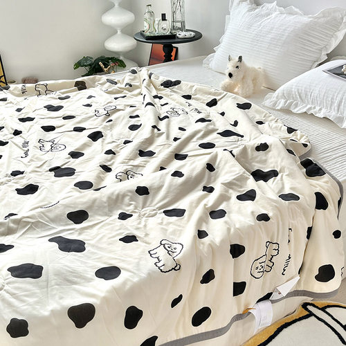 月光巴士 奶牛纹夏季空调被柔软针织夏凉被可水洗薄被子单双人被