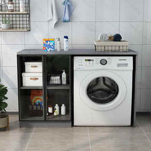 实木阳台洗衣机柜多层收纳柜岩板台面组合滚筒洗衣机伴侣柜置物柜