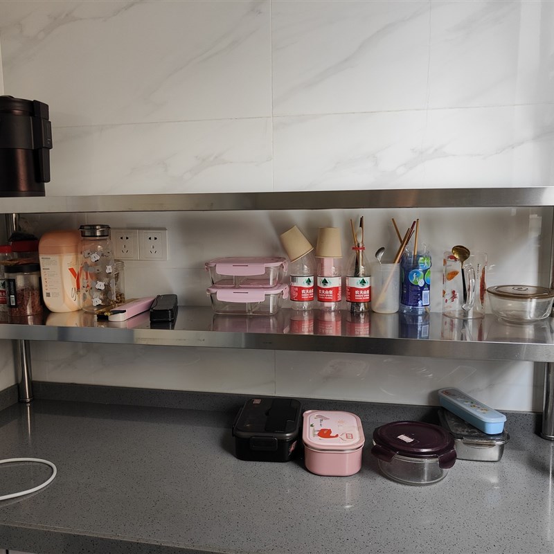 不锈钢工作台架子奶茶p店台上架操作台置物架立架厨房平冷柜台面