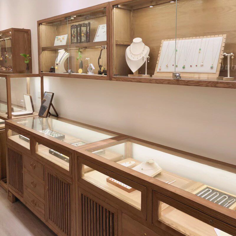 实木珠宝展示柜首饰玉器饰品柜台玻璃柜子展柜陈列柜新中式手串柜