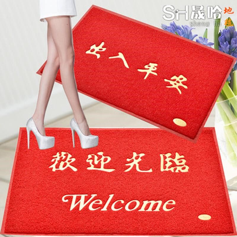 大门口欢迎光临地毯酒店迎宾门垫入户门丝圈地垫家用进门防滑脚垫