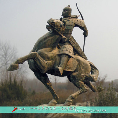 大型铸铜骑马人物雕塑定制户外园林景观胡服射骑景观塑像摆件制作