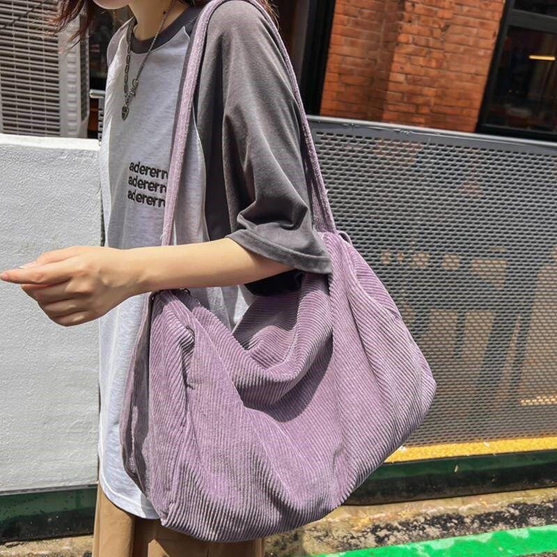 日系帆布包慵懒风垂感斜挎包女文艺学生上课包休闲大容量单肩包潮