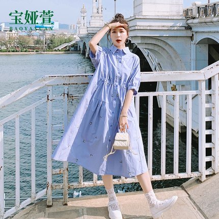 夏季高级感孕妇连衣裙女大码韩版宽松遮肚小个子夏天裙子夏装潮妈