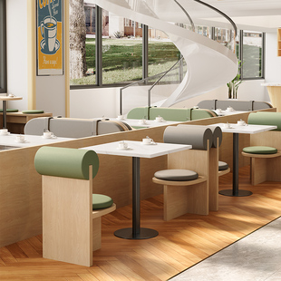 咖啡厅沙发奶茶店创意桌椅组合定制卡座沙发餐饮家具商用清吧桌子