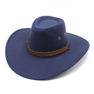 骑马帽 极速牛仔贝雷帽太阳眼镜帽子美国西部麂皮绒户外遮阳帽男士