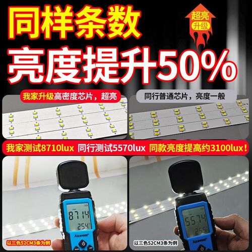 灯带led灯条长条吸顶灯客厅灯替换灯带灯盘三色灯板灯珠超亮灯芯