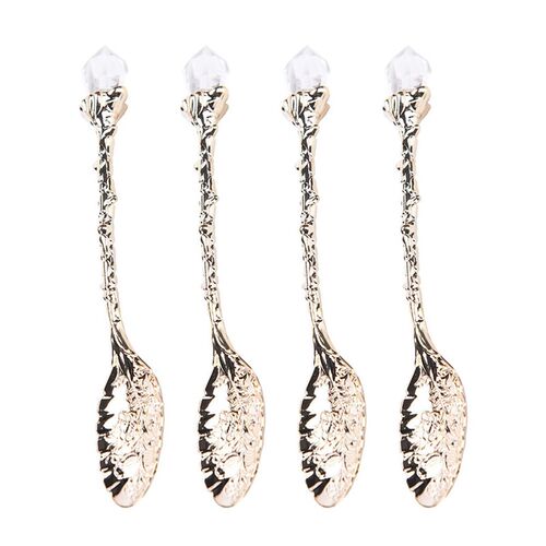 4pcs/set Vintage Spoons Palace Style Carved Spoon Mini Coffe