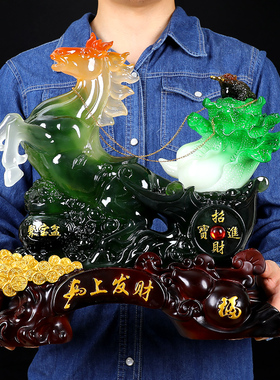 马上发财马摆件招财白菜店铺开业酒柜收银柜台摆设工艺礼品马到成