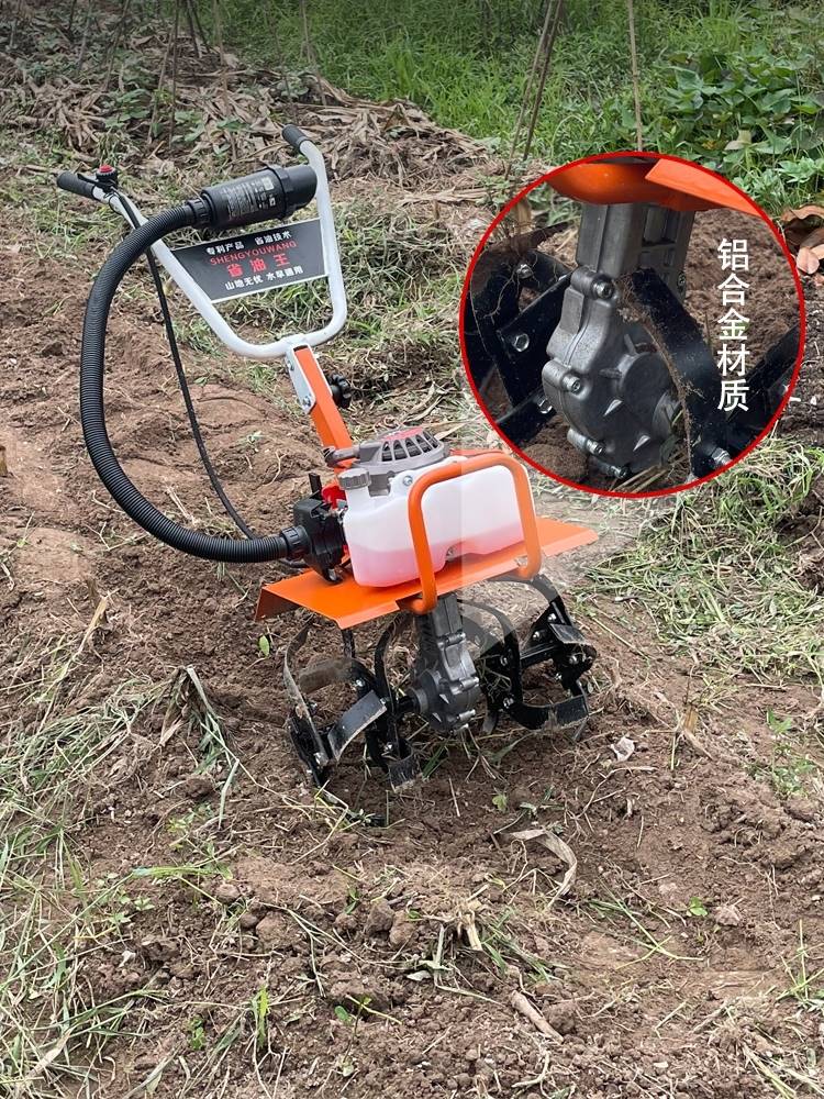 小型耕耘机翻土神器耕田汽油松土犁D地旋耕机农用小型开沟机耕地