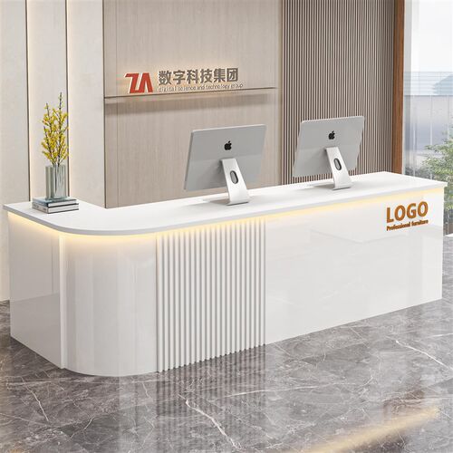 吧台收银台转角柜公司服装店酒店简约现代烤漆前台柜台接待台定制