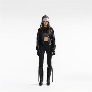 短款 正肩PU皮拉链机车皮衣女秋季 立领夹克外套 美式 PMW2024FW新款