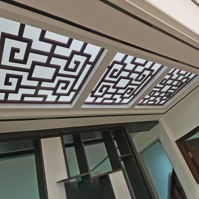 走廊吊顶天花板装饰花格镂空中式pvc镂空雕花板背景墙通花板格栅