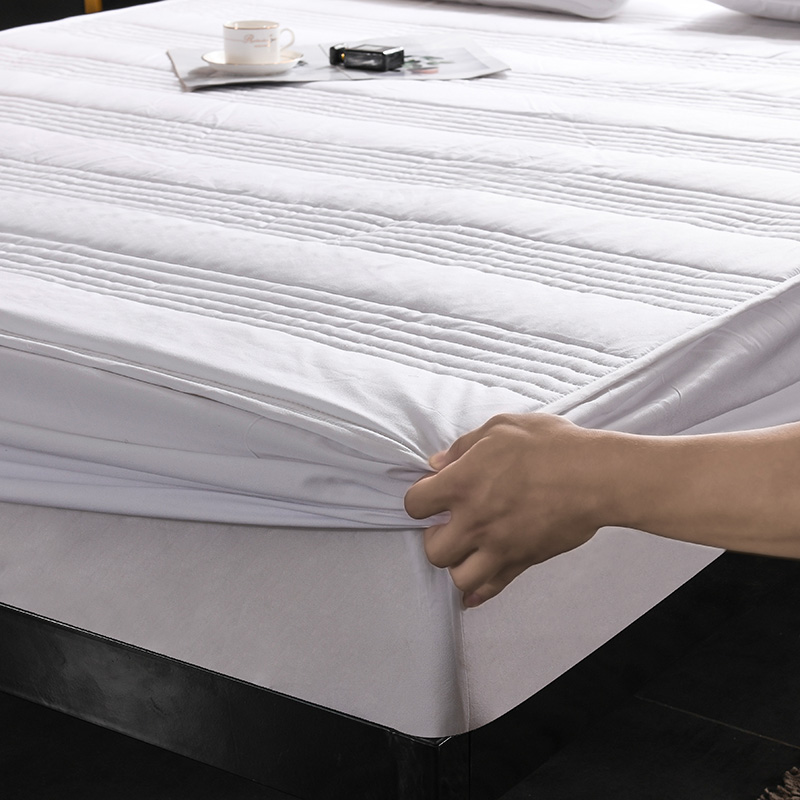 床笠单件夹棉加厚席梦思床垫保护套定制防滑固定拉U链床罩白色代