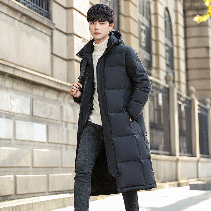 A羽绒服男女中长款2024冬季新款休闲长款过膝加厚保暖连帽青年