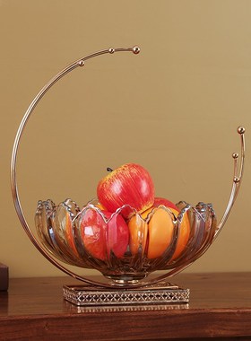 月亮玻璃果盘简约轻奢水果盘干果盘客厅家用茶几甜品收纳餐桌摆件