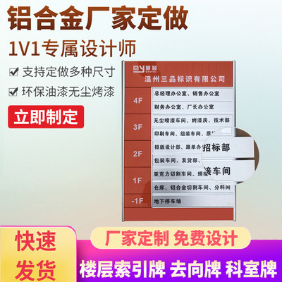 铝合金楼层索引牌指示牌人员去向牌公司大楼指引牌导视标牌定制