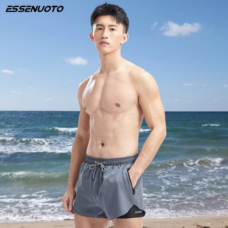 沙滩裤男双层速干可下水r防尴尬成人大码宽松夏日海边度假平角泳