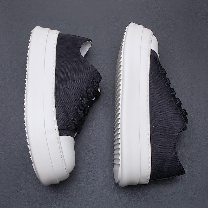 日系圆头系带帆布鞋男鞋小众厚底轻便板鞋潮流增高透气松糕休闲鞋,流行男鞋,布鞋,淘宝优惠券,粉丝福利购,淘宝优惠卷