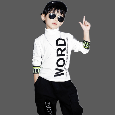 儿童男装秋装g2023新款中童男孩长袖T恤上衣高领打底衫童装男秋衣