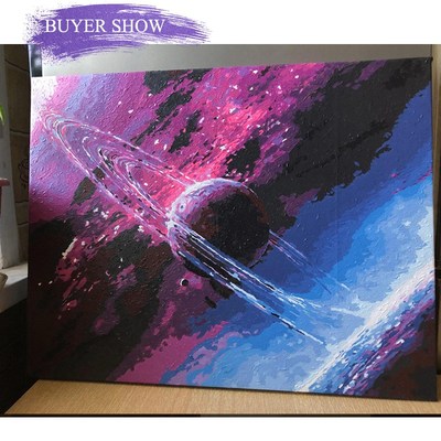 SDOYNO Purple Planet DIY Frame Paint By Numbers Wall Art Pic