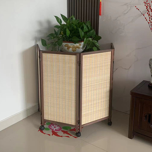 屏风折叠移动带滑轮竹编幼儿园小屏风玄关隔断宠物栅栏区角矮折屏