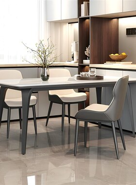 依诺意式极简岩板餐桌现代简约小户型餐桌椅长方形餐台家用饭桌