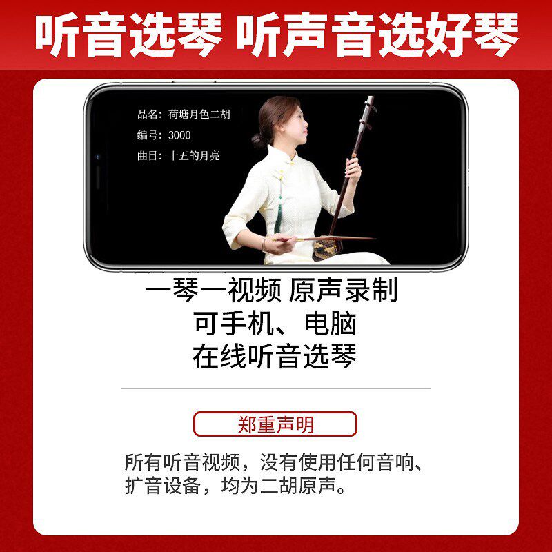 正音堂 尊品紫檀二胡乐器演奏中老年成人胡琴二胡