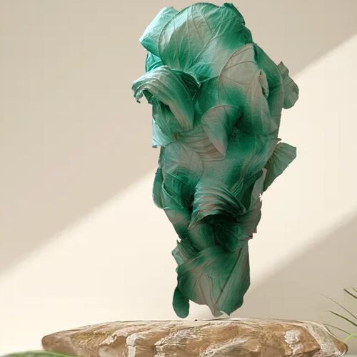 发财白菜绿色纸艺创意立体中空吊饰装置商场酒店售楼处展会设计