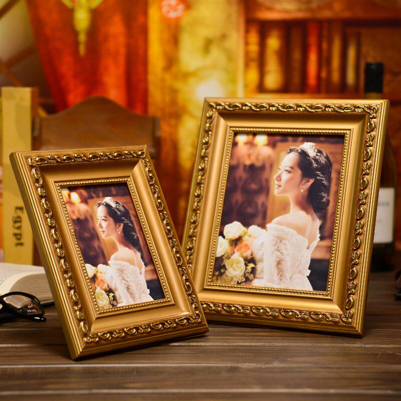 岱岳欧式实木相框创意6 7 8 12寸摆台婚纱相框挂墙裱画框定做像框