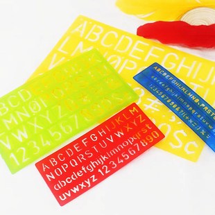 数字模板尺英文字母模板尺英文镂空模板绘图尺多功能套装尺软胶尺