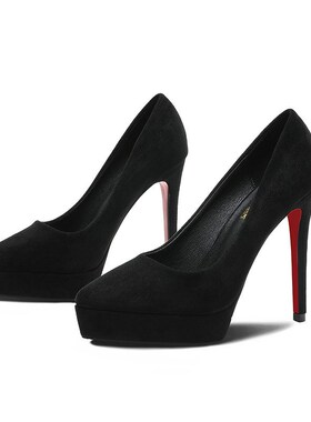 608-2 高跟鞋女防水台细跟尖头浅口小码绒R面女鞋夜店性感单鞋