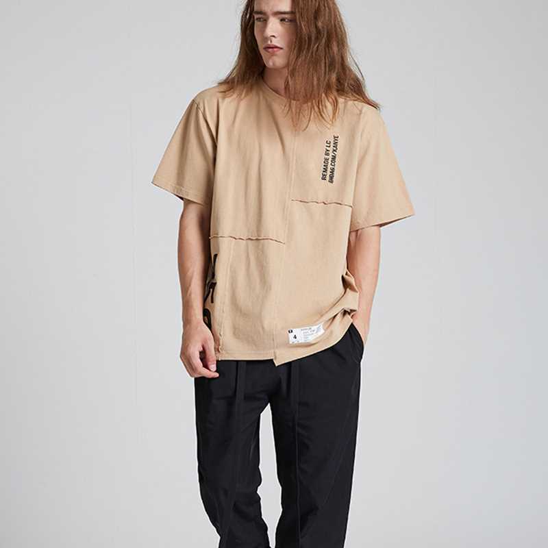 速发Kanye West Spoof Asymmetric Men Summer 350 T-Shirts Hip