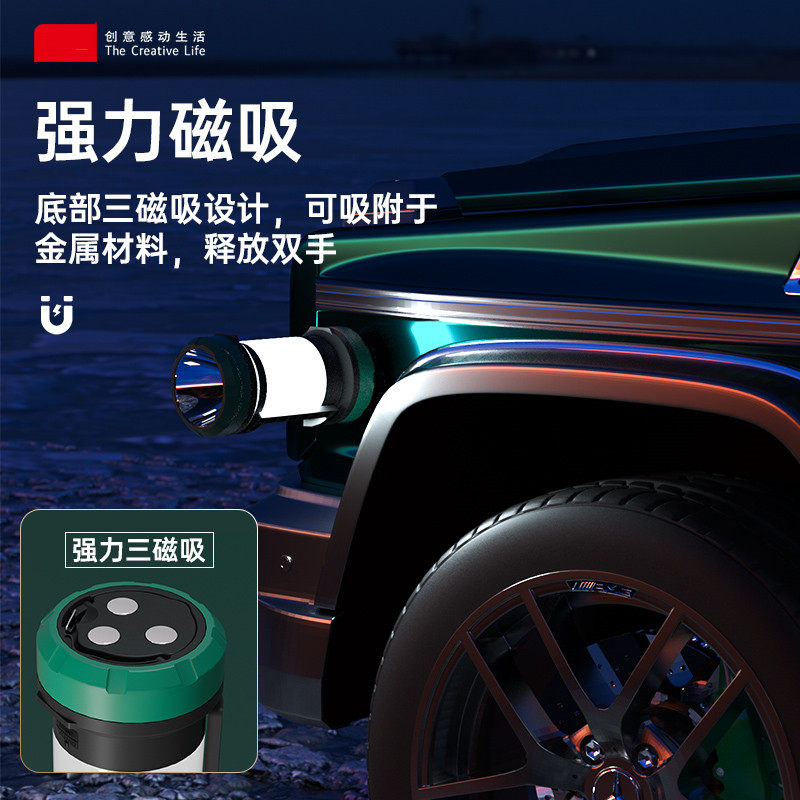 手电筒强光充电式户外超亮应急帐篷灯露营灯家用耐用多功能带磁铁