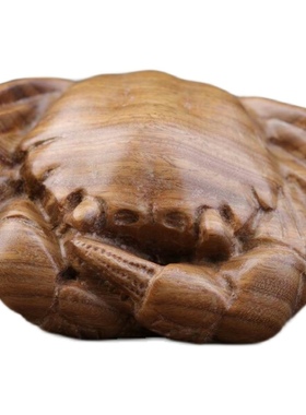 木螃蟹文玩手把件雕刻工艺品实木复古I怀旧客厅招财摆件八方来财