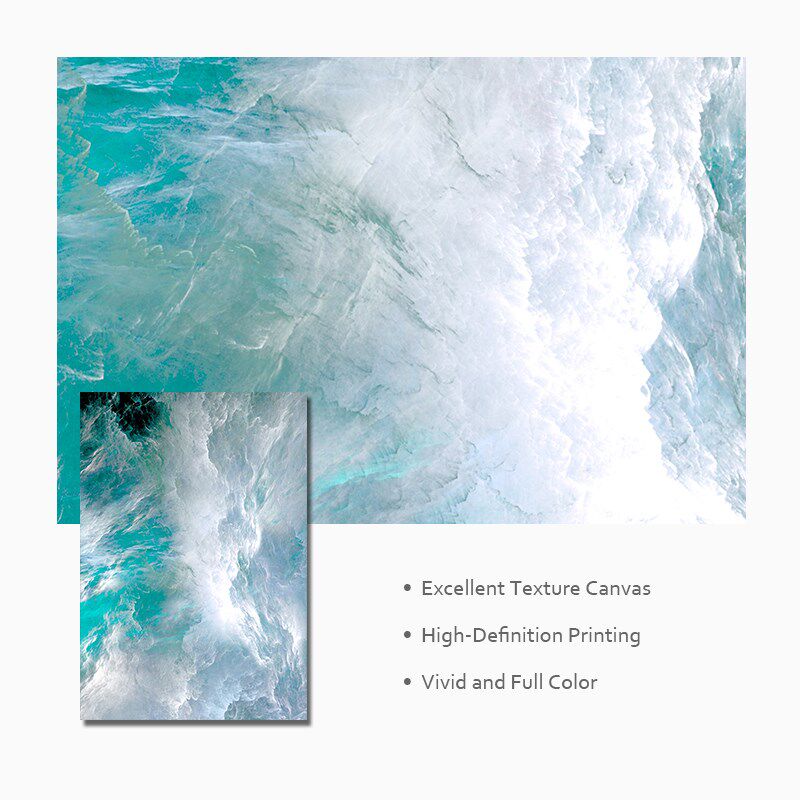 Modern Abstract Canvas Poster Blue Marble Wave Wall Art Pain