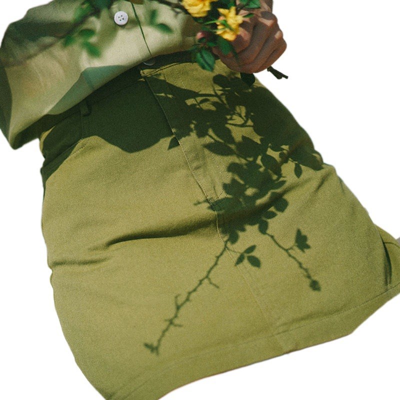 牛油果绿色高腰牛仔短裙女夏季2024新款韩版显瘦A字半身裙包臀裙