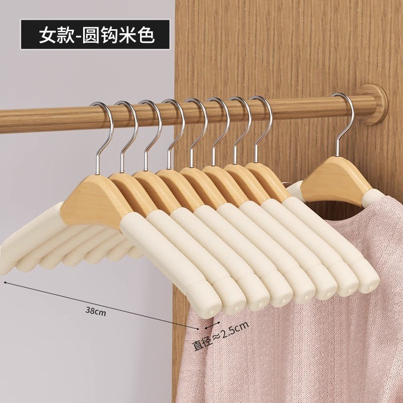 实木海绵架子荷木胶棉衣架 服装店防滑无痕海绵成人木头收纳衣架